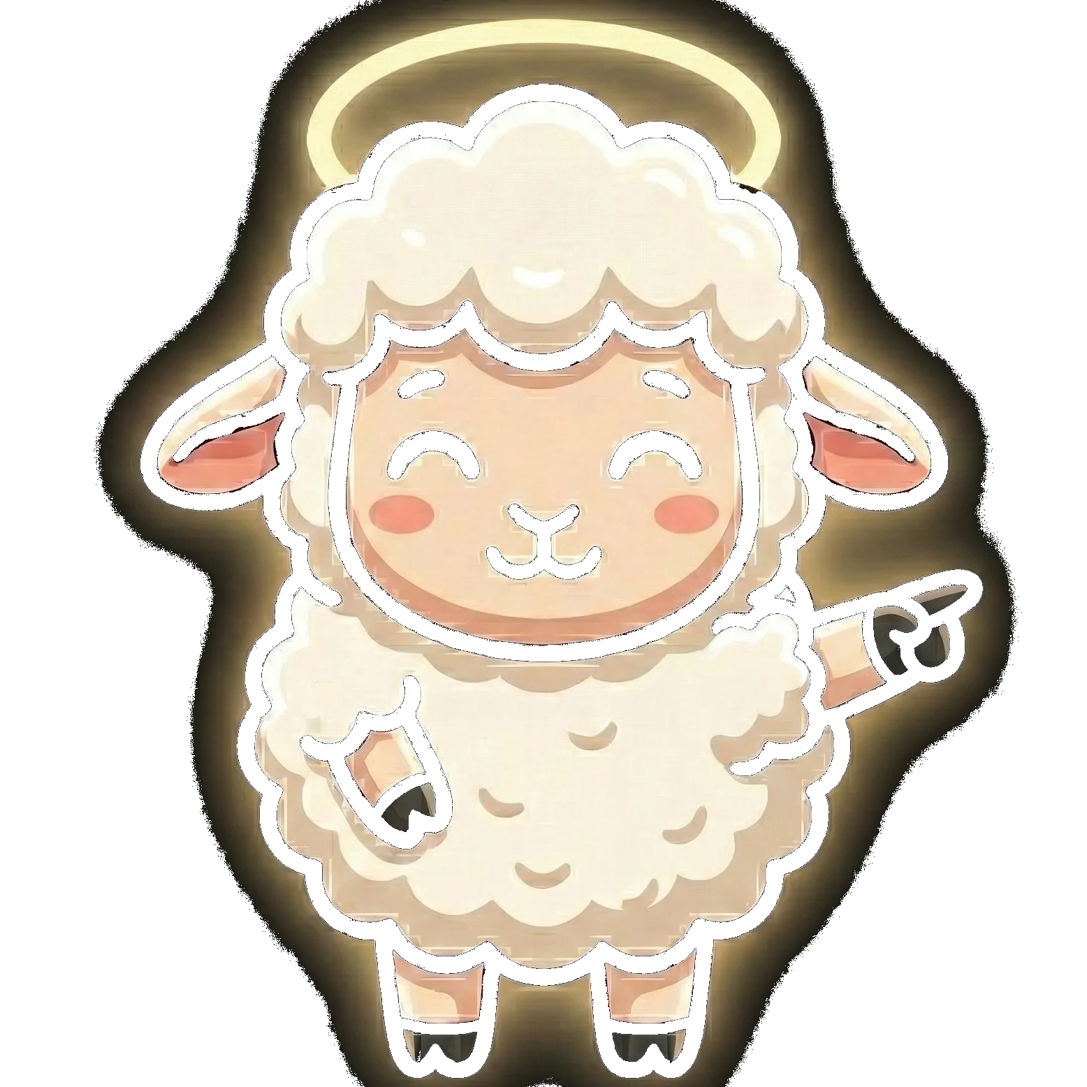 Wooly pointing to the steps